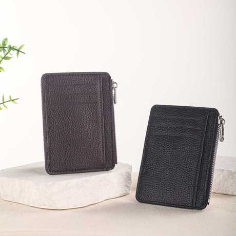 New Casual Card Holder: Multi-Functional, Zippered, Multi-Slot Card & Coin Wallet with Litchi-Grain Texture — Wholesale