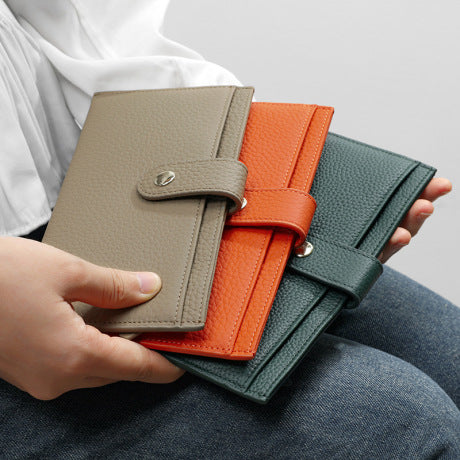 New Genuine Leather Women's Wallet — Ultra-Slim Cowhide Long Wallet with 6 Card Slots and Separate Exterior Coin Pocket — Factory Wholesale